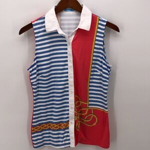 J. McLaughlin Striped Colorblock Sleeveless Top M